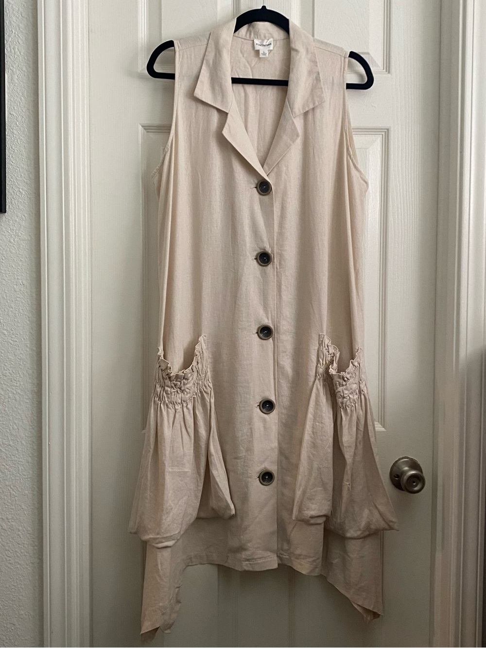 NWOT For Cynthia sleeveless linen-blend shirt dress